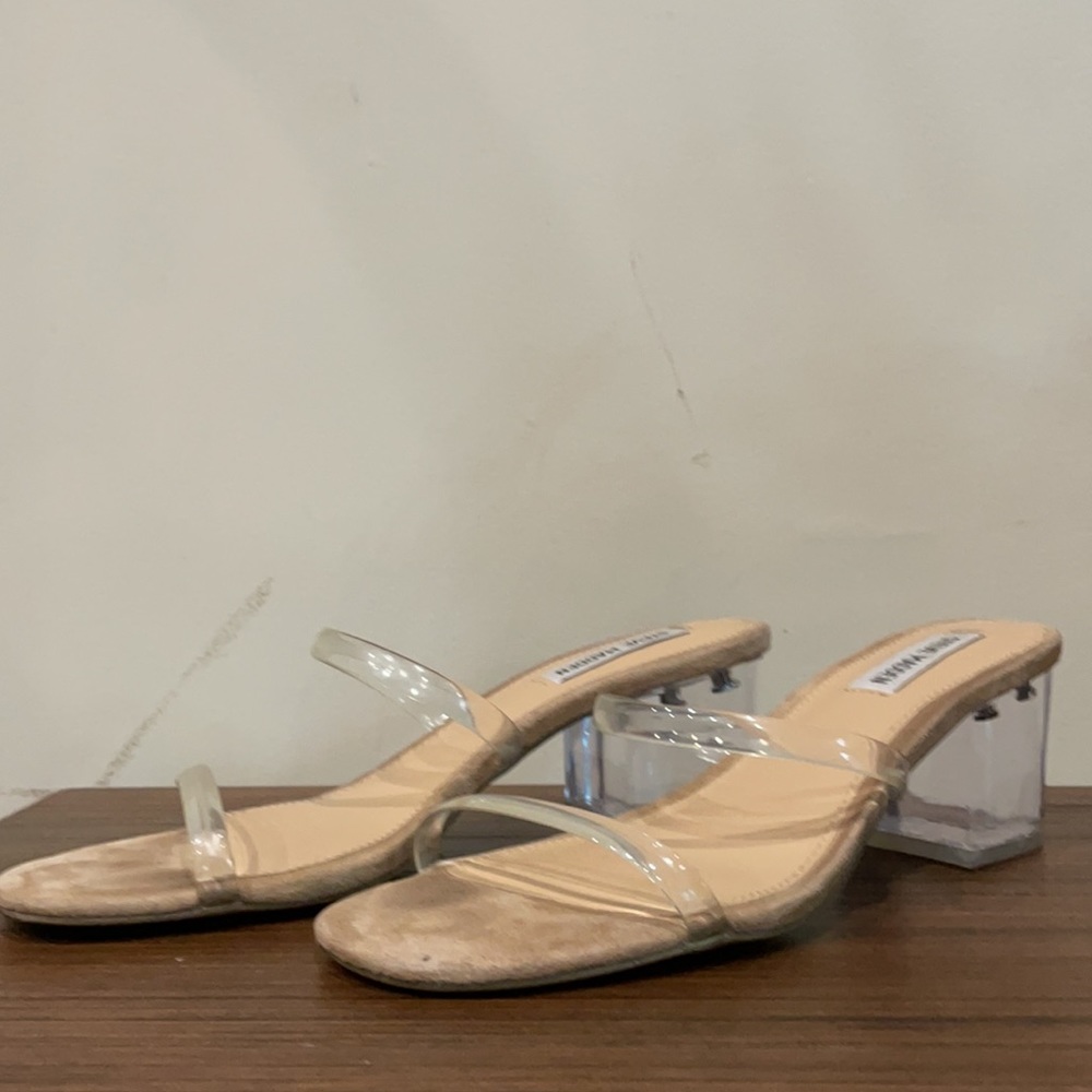Steve Madden Issy Clear Double Strap Mule Heel